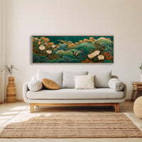 Golden Blooms Above Emerald Waves