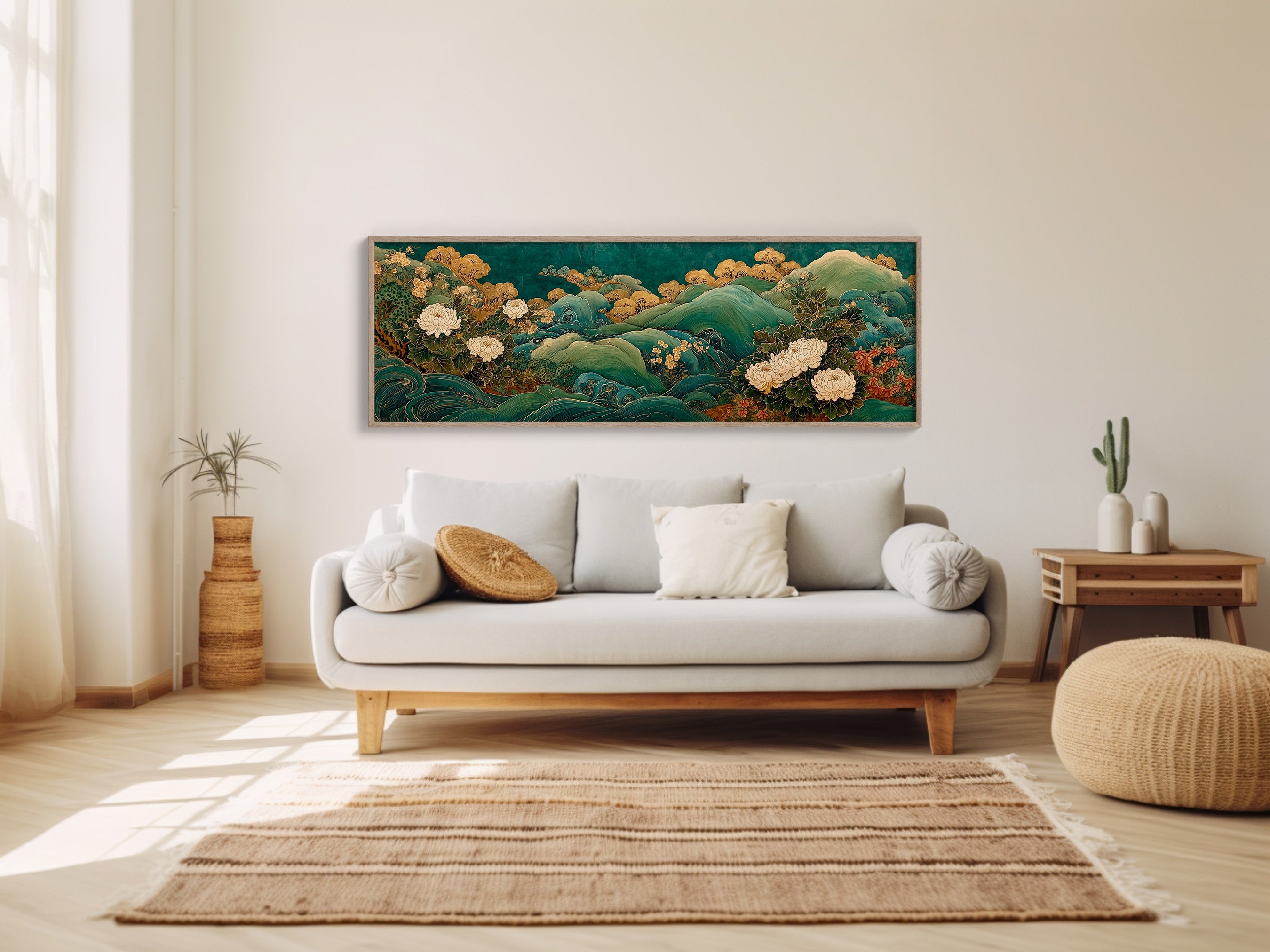 Golden Blooms Above Emerald Waves
