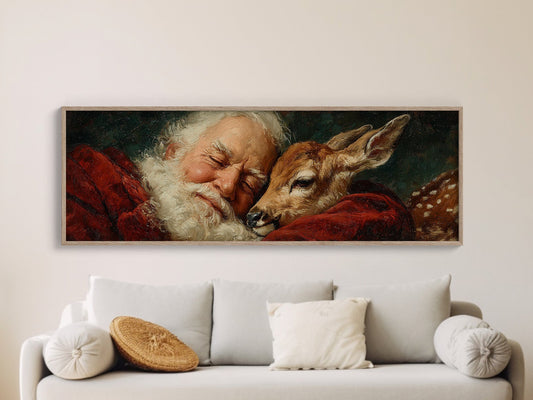 Santa’s Gentle Moment with a Fawn