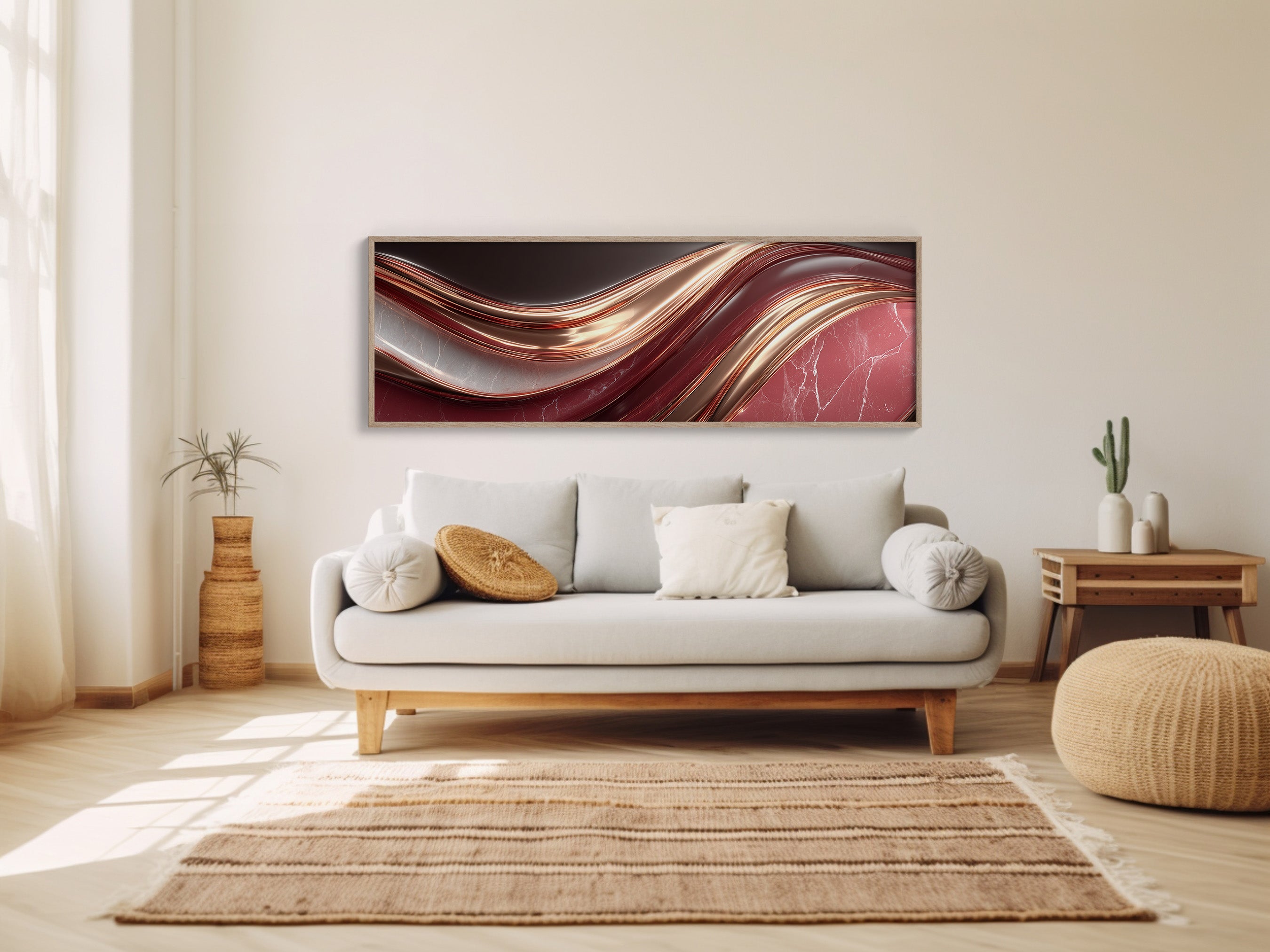 Flowing Copper Waves in Crimson Stone