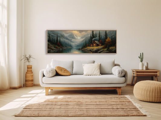 Cabin Glow In Misty Mountain Valley