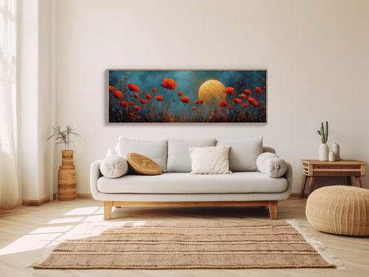 Moonlit Red Poppy Field Dreamscape