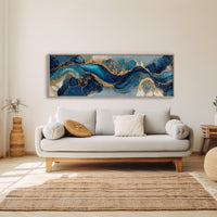 Blue And Gold Abstract Fluid Art