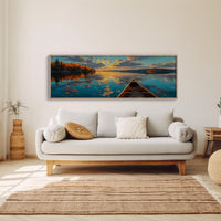 Canoe Drifting Across A Golden Lake