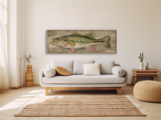 Largemouth Bass Over Rustic Wood