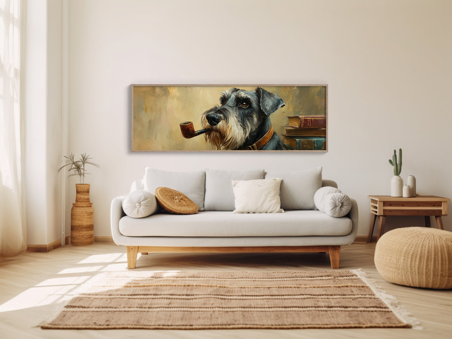 Scholarly Schnauzer With Pipe