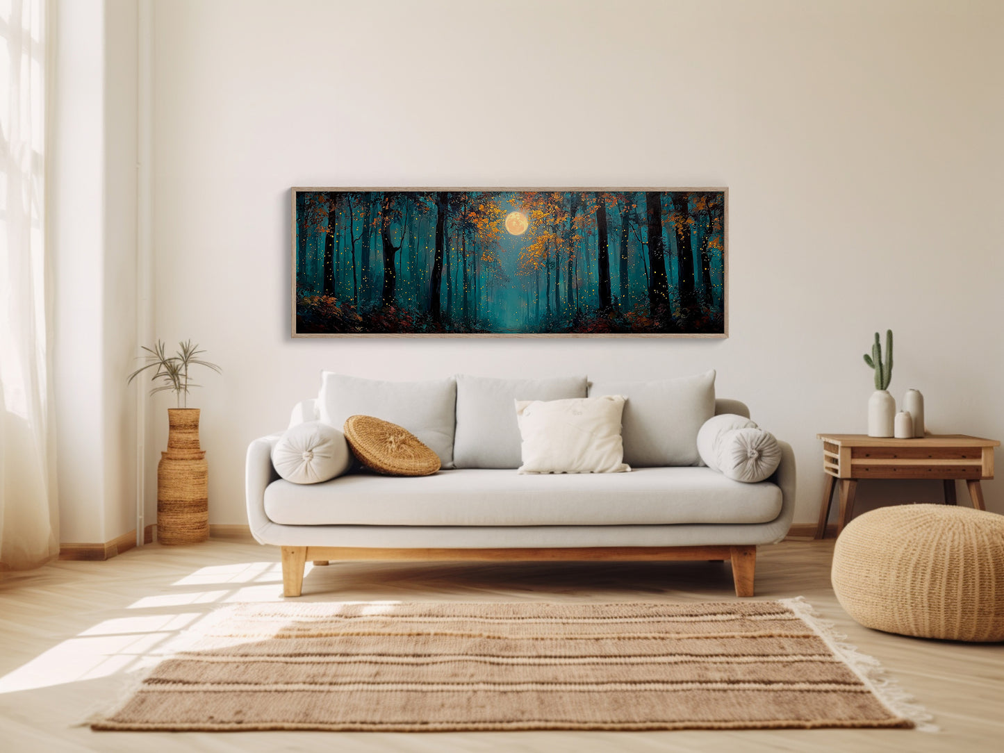 Moonlit Forest Of Fireflies