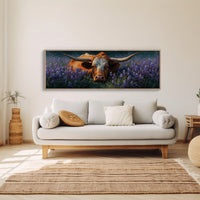Texas Longhorn Resting in Bluebonnet Meadow