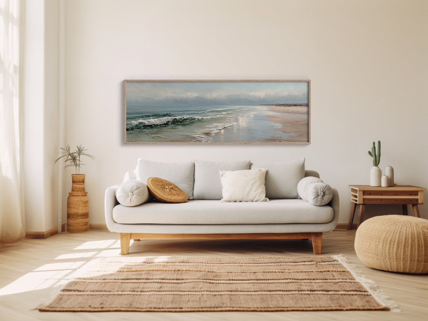 Soft Ocean Waves on a Serene Misty Shore