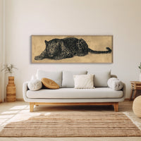 Vintage Leopard Illustration on Aged Paper Background