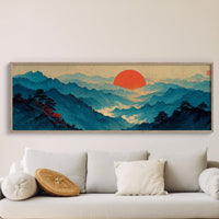 Crimson Sun Over Blue Mountain Seas