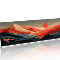 Crimson Sun Over Layered Peaks