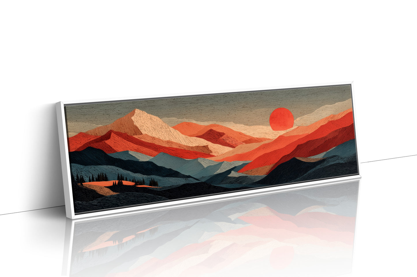 Crimson Sun Over Layered Peaks