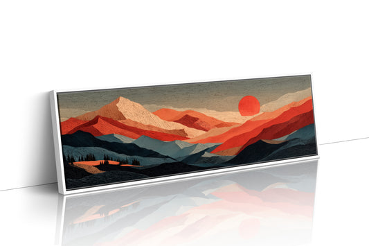 Crimson Sun Over Layered Peaks